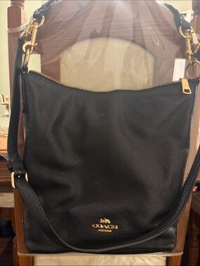 Coach Black Pebbled Leather Shoulder Bag with Gold Hardware